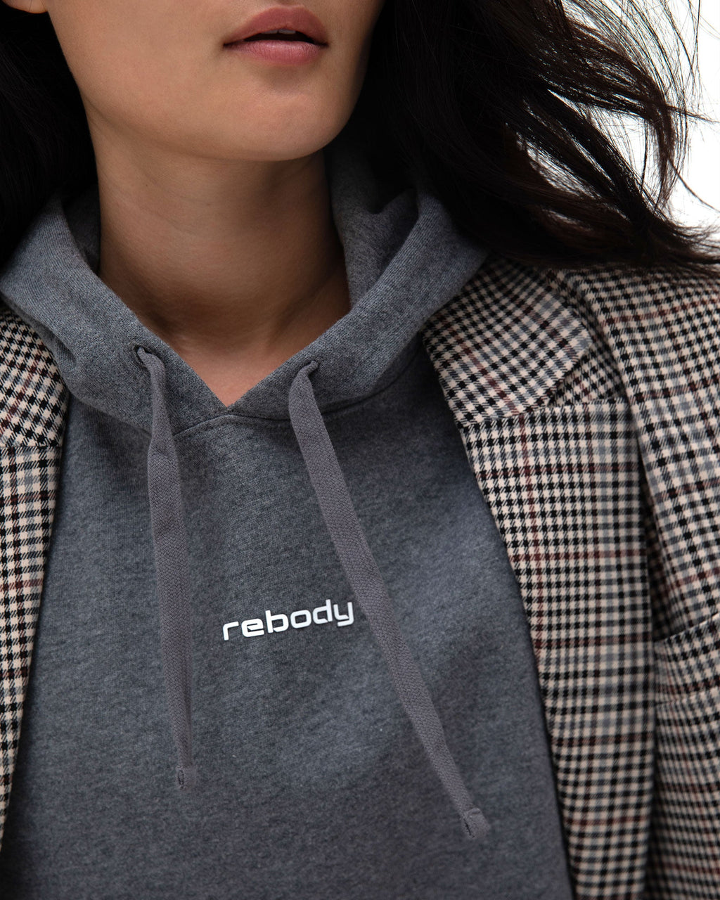 Rebody Logo Fleece Crop Hoodie