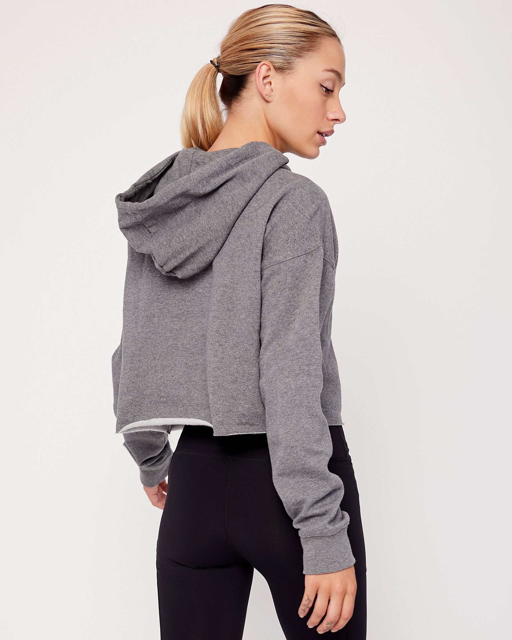 Rebody Logo Fleece Crop Hoodie