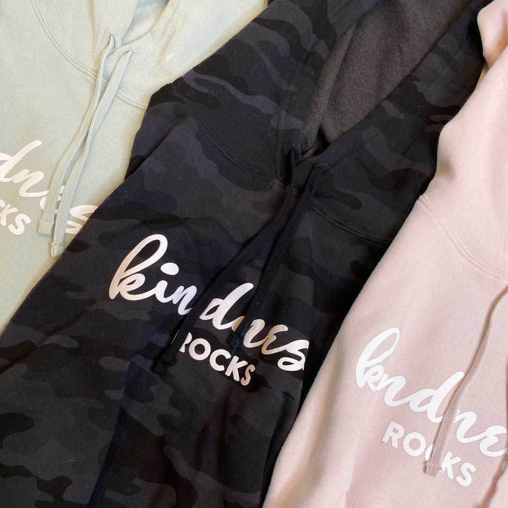 KINDNESS ROCKS HOODIE CROP SWEATSHIRT | PINK BLUSH