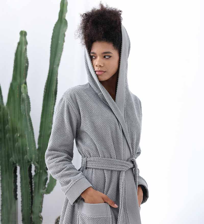 Womens Hooded Turkish Cotton Terry Cloth Robe