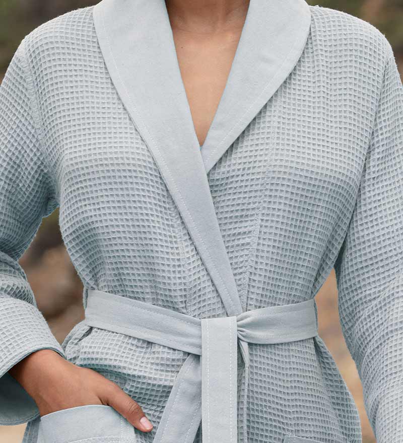 Women’s Lightweight Waffle Spa Robe with Shawl Collar