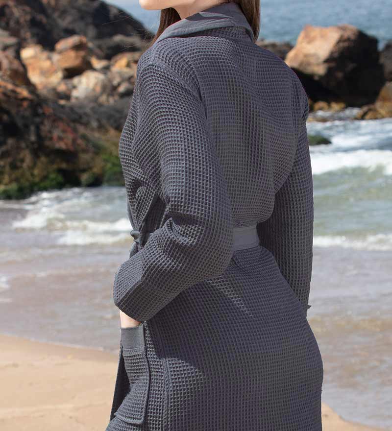 Women’s Lightweight Waffle Spa Robe with Shawl Collar