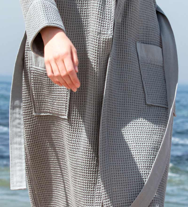 Women’s Lightweight Waffle Spa Robe with Shawl Collar